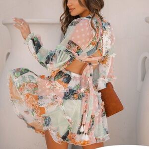 VICI This Love Ruffle Tiered Patchwork Dress size Medium